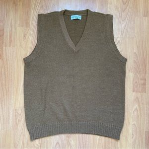 Vintage Estirpe Inca Men’s Alpaca Tan V Neck Vest Size Medium